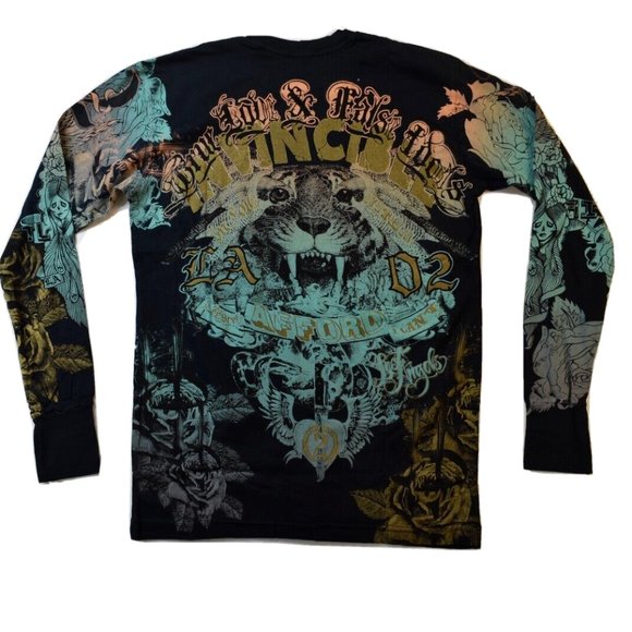 True Love False Idols Mens TLFI Angel Will Rise Black Shirt New Large - Picture 1 of 5